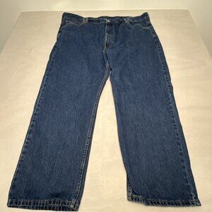 Levis 505 Jeans 48x30 Men Blue Denim Crop Straight Loose Fit Dark